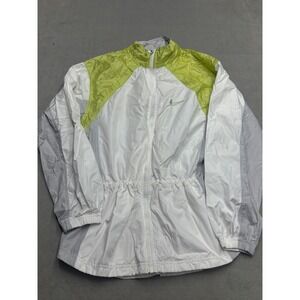 VTG Nike Womens Colorblock Windbreaker Jacket White Green Grey Size M Full Zip